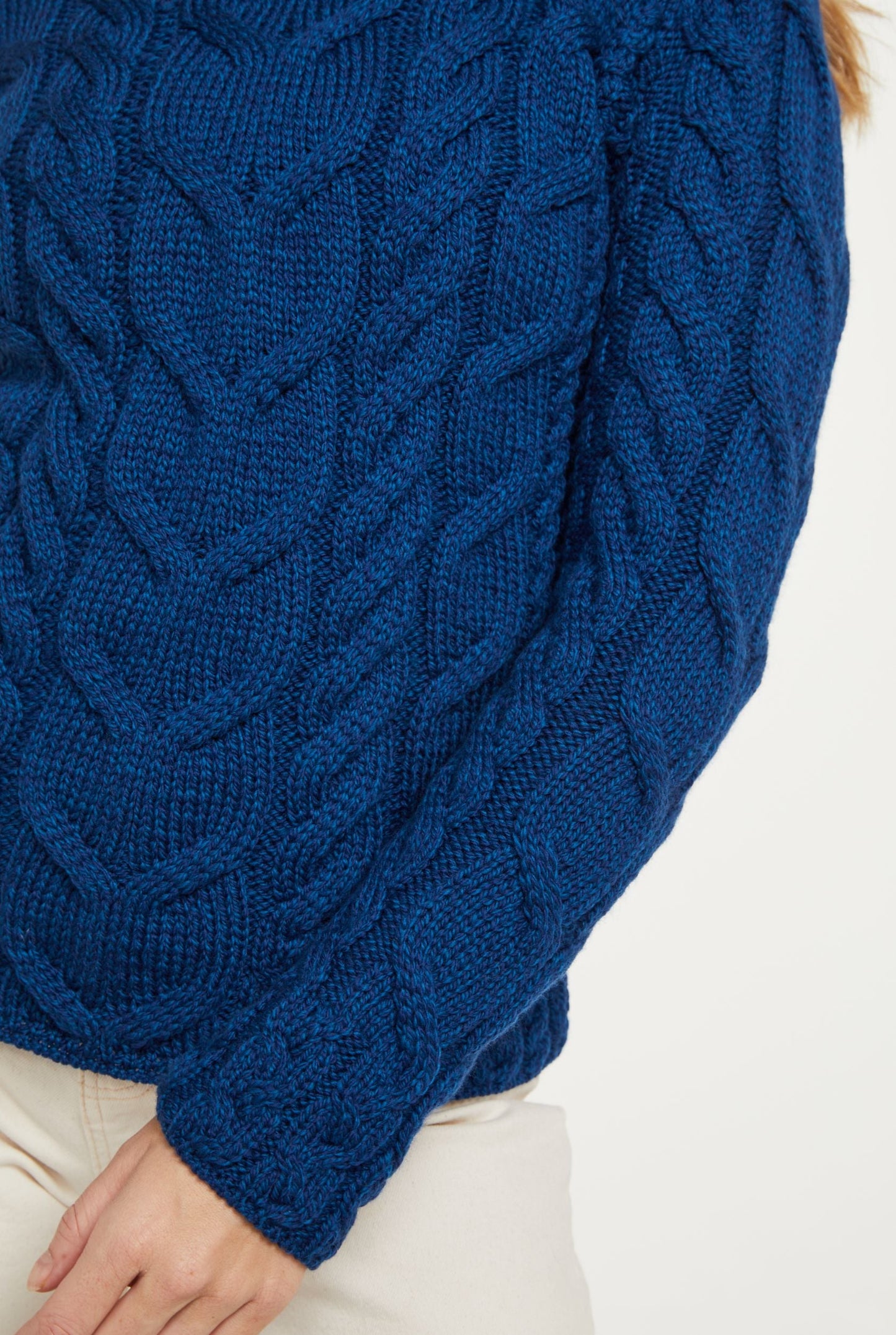 Listowel Ladies Aran Cable Pullover - Deep Blue
