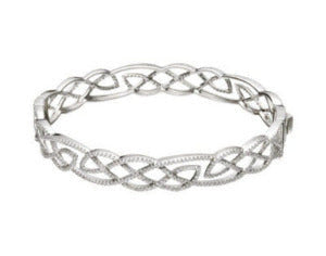 Silver Interlaced Celtic Knot Bangle With Cubic Zirconia