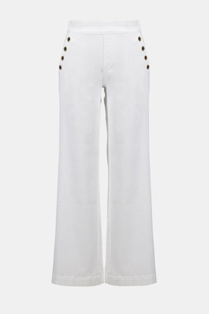Wide Leg Pull-On Jeans With Gold Buttons