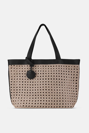 Large Braided Beach Bag - Sand Pile & Black