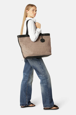 Large Braided Beach Bag - Sand Pile & Black