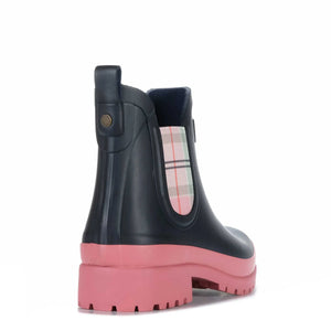 Barbour Mallow Chelsea Welly - Navy/Cherry Blossom