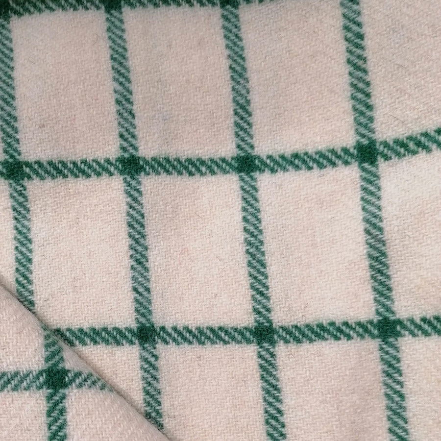 Kerry Woollen Mills King Size Wool Bar Check Blanket - Green Check