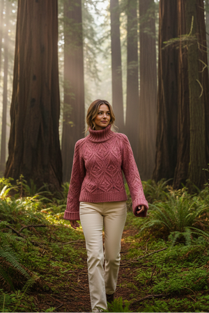Berries Cuffed Comfort Crew Wool  Pullover - Cotton Candy