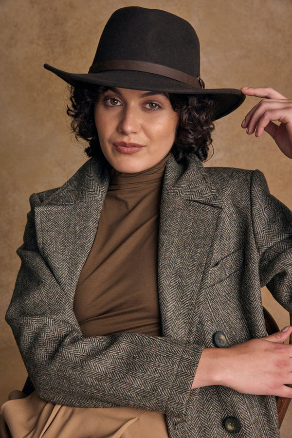 Unisex Boston Wool Felt Hat - Brown