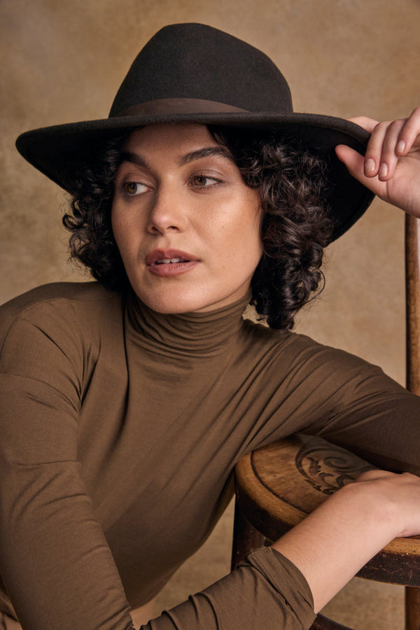 Unisex Boston Wool Felt Hat - Brown