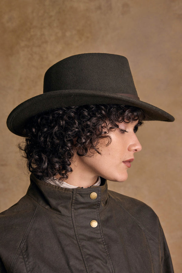 Unisex Boston Wool Felt Hat - Olive