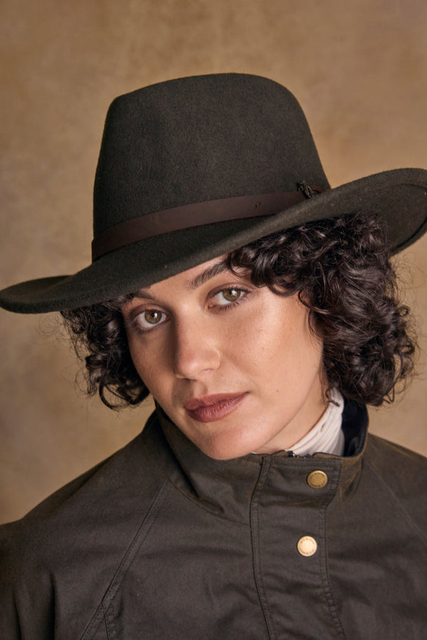 Unisex Boston Wool Felt Hat - Olive