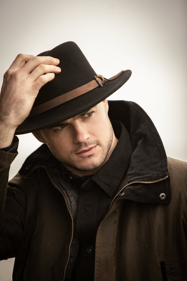 Unisex Boston Wool Felt Hat - Black