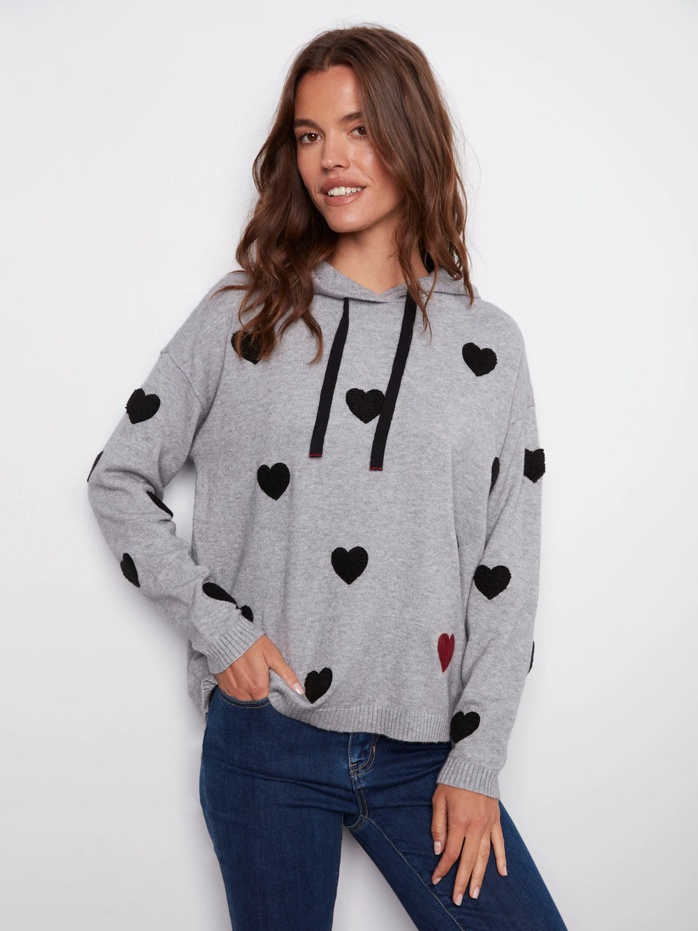 Needle Punch Heart Boucle Hoodie
