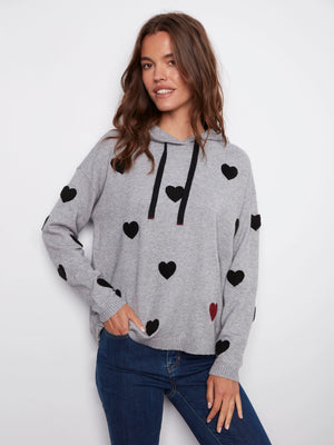 Needle Punch Heart Boucle Hoodie