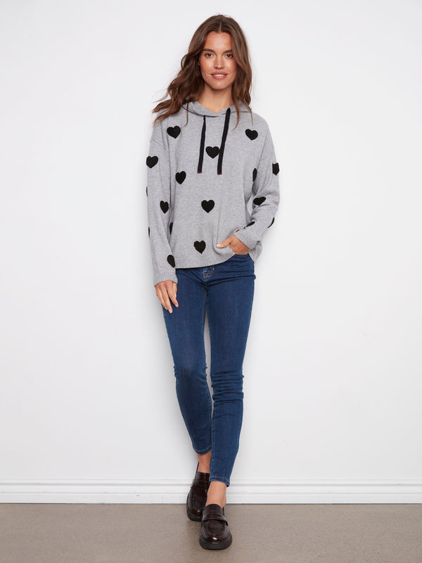 Needle Punch Heart Boucle Hoodie