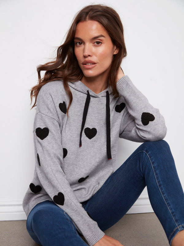 Needle Punch Heart Boucle Hoodie