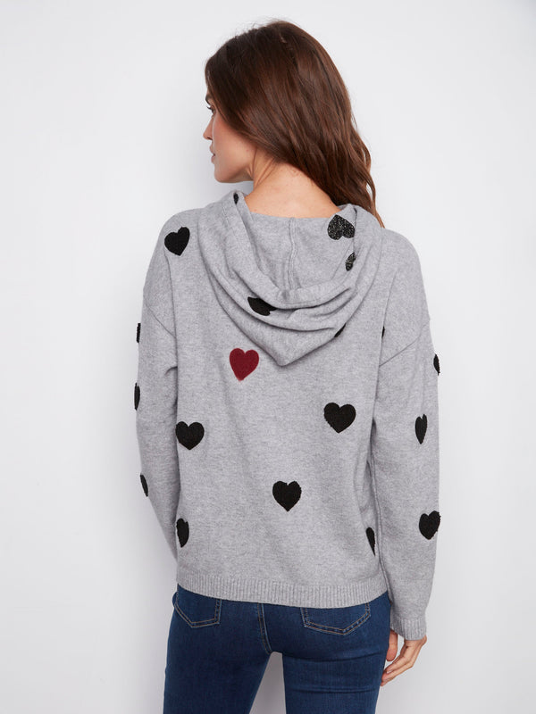 Needle Punch Heart Boucle Hoodie