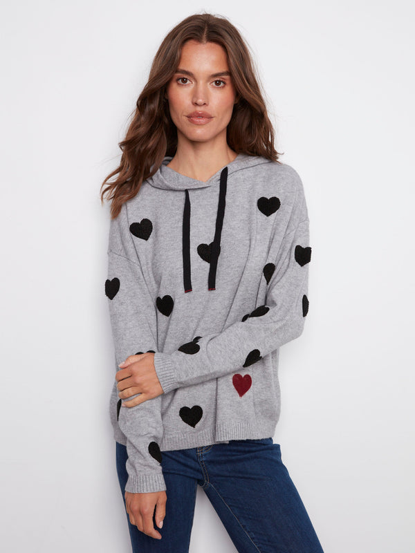 Needle Punch Heart Boucle Hoodie