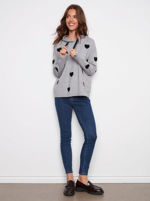 Needle Punch Heart Boucle Hoodie