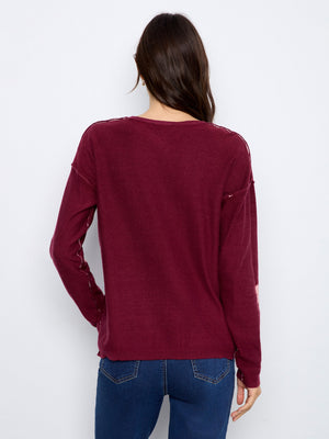 Reversible Floral V-Neck Sweater