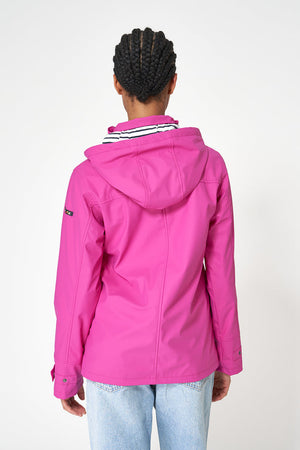 Ladies Classic Sailor-Style Rain Jacket - Raspberry