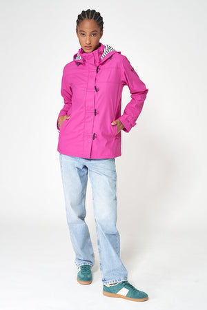 Ladies Classic Sailor-Style Rain Jacket - Raspberry
