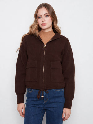 Zip Front Knit Hooded Jacket