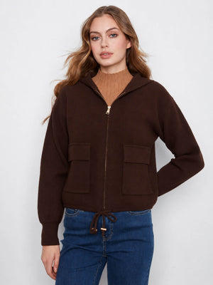 Zip Front Knit Hooded Jacket