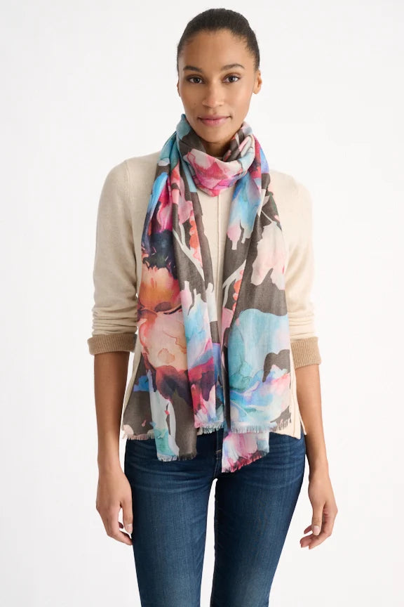 Highland Blooms Scarf - Chocolate Multi