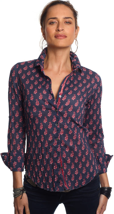 Lotus Indigo Cotton Gauze Blouse