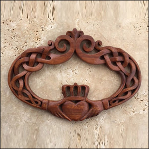 Oval Claddagh Wood Carving