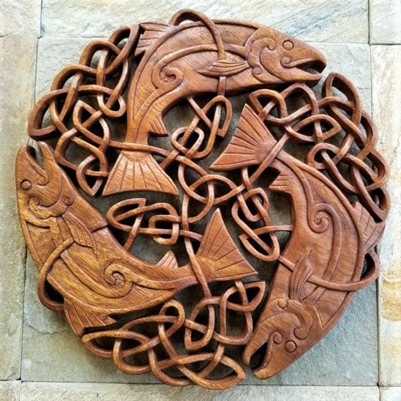 Celtic Salmon of Knowledge Wood Carving