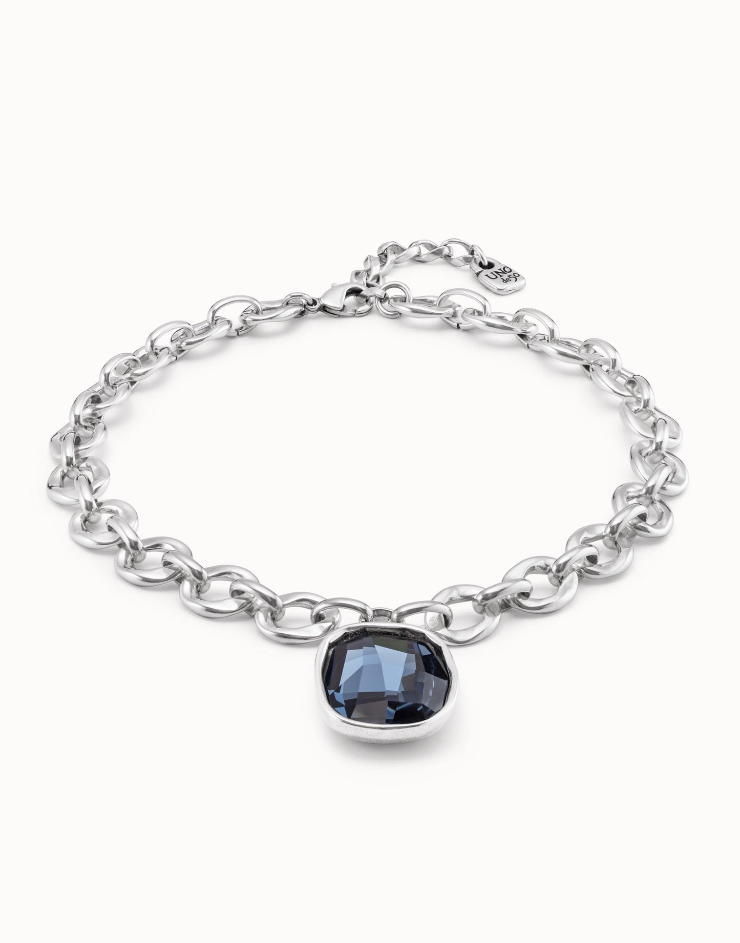 UNOde50 Light It Up Silver Necklace - Blue Stone