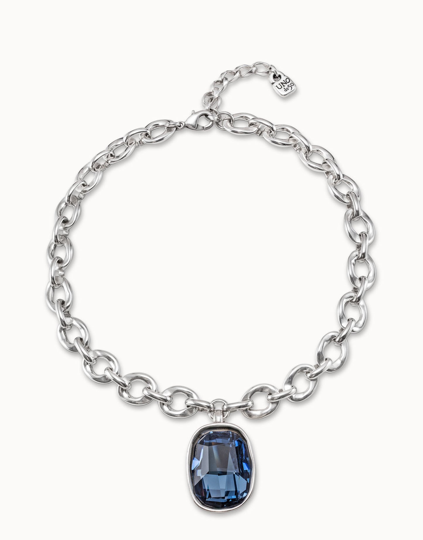 UNOde50 Light It Up Silver Necklace - Blue Stone