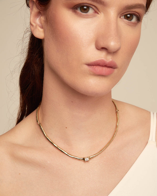 Cosmos Gold Necklace - White Stone