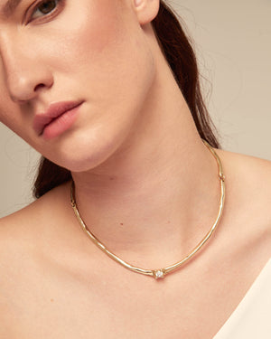 Cosmos Gold Necklace - White Stone