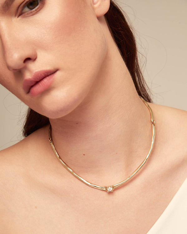 Cosmos Gold Necklace - White Stone
