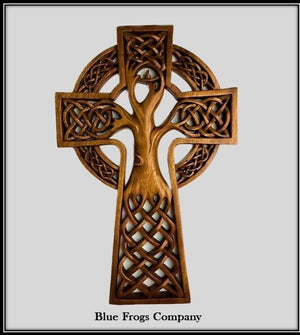 Celtic Cross Tree of Life Wood Carving