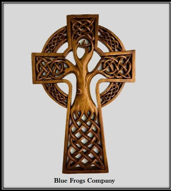 Celtic Cross Tree of Life Wood Carving