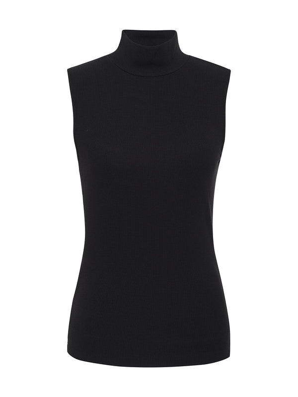 Essential Sleeveless Mock Neck - Black
