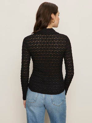 Dream Girl Lace Button Up - Black