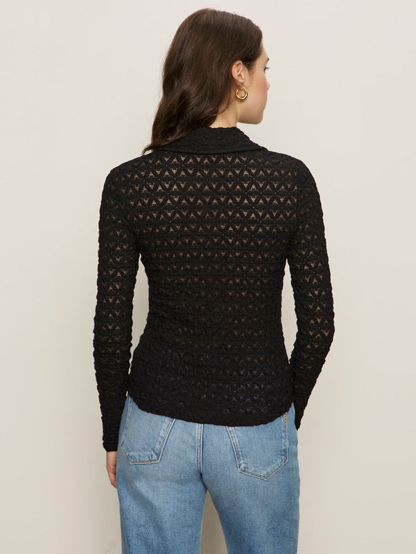 Dream Girl Lace Button Up - Black