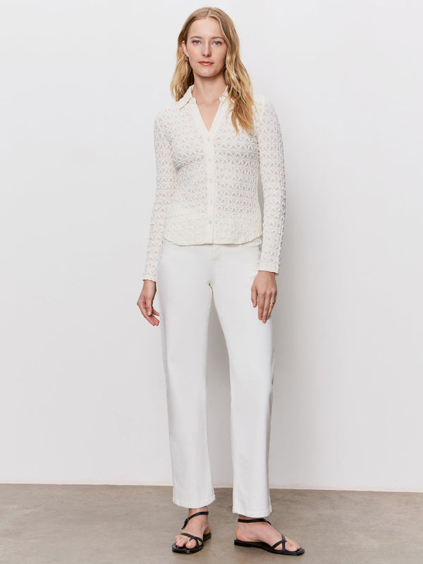 Dream Girl Lace Button Up - Chalk
