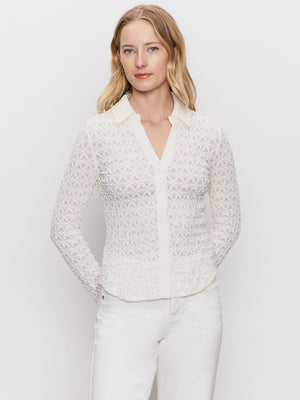 Dream Girl Lace Button Up - Chalk