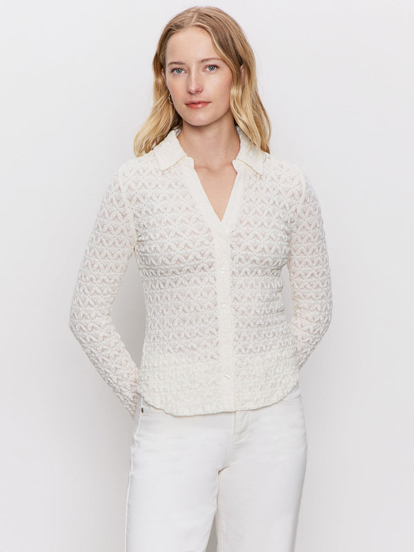 Dream Girl Lace Button Up - Chalk