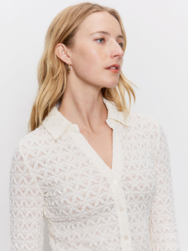Dream Girl Lace Button Up - Chalk