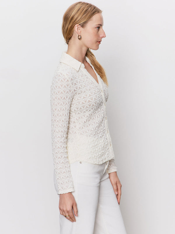 Dream Girl Lace Button Up - Chalk