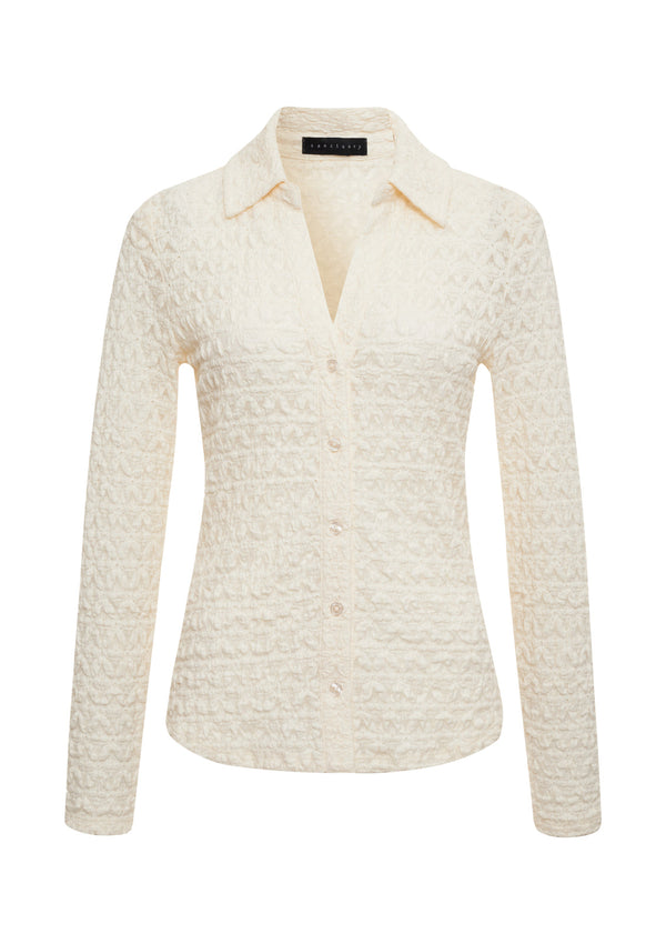 Dream Girl Lace Button Up - Chalk