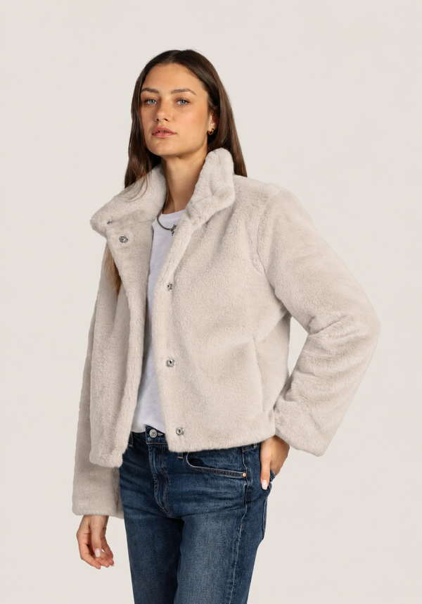 Ryan Faux Fur Mock Jacket - Ecru