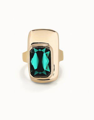 Ser Magnetica Gold Ring - Green Stones Final Sale - XLG