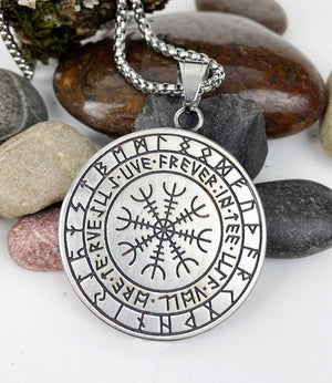 Woldhound  Encircled with Runes and Gold Detail Pendant