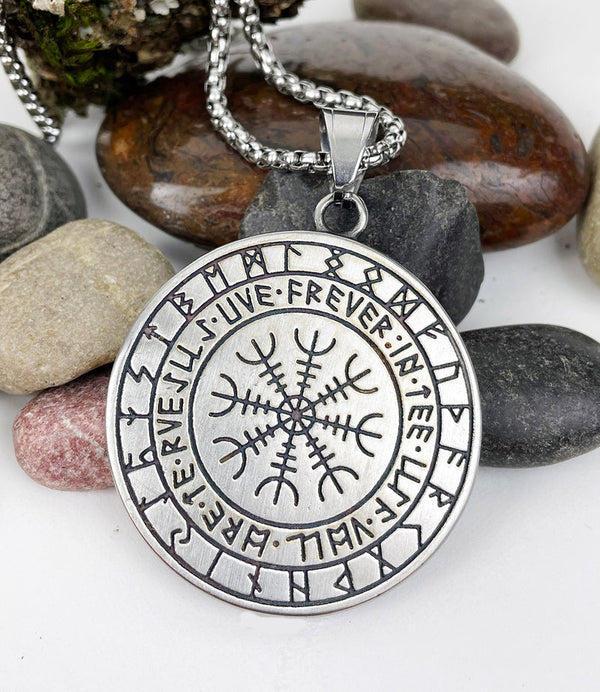 Woldhound  Encircled with Runes and Gold Detail Pendant