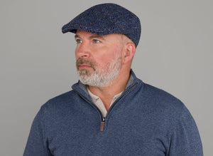 Donegal Touring Cap Tweed - Blue Herringbone